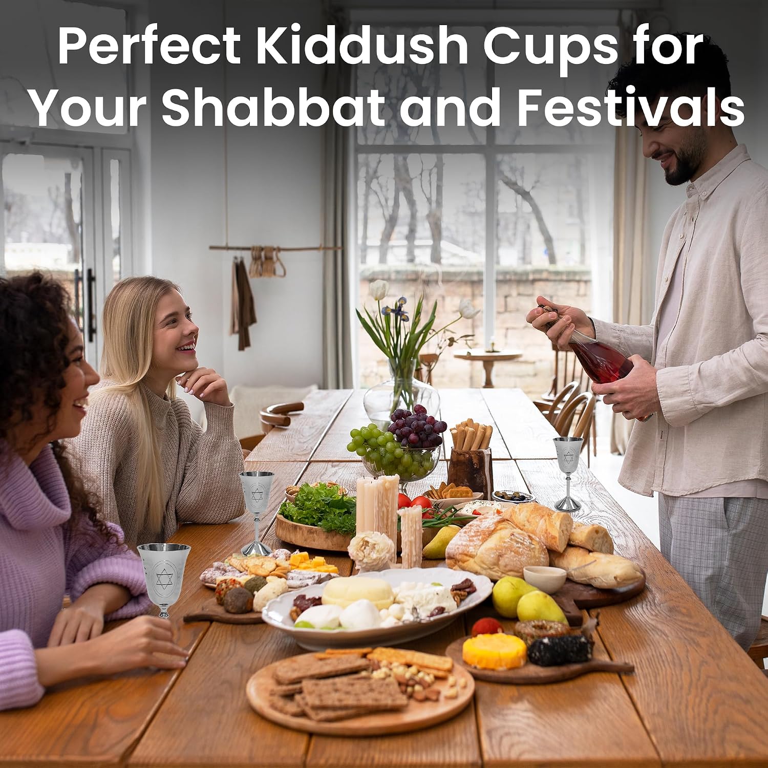 Kiddush Cup with Saucer | (KE-CA22371S) 9-Inch Premium Quality Silver Plated Elijah's Goblet Cup | Perfect for