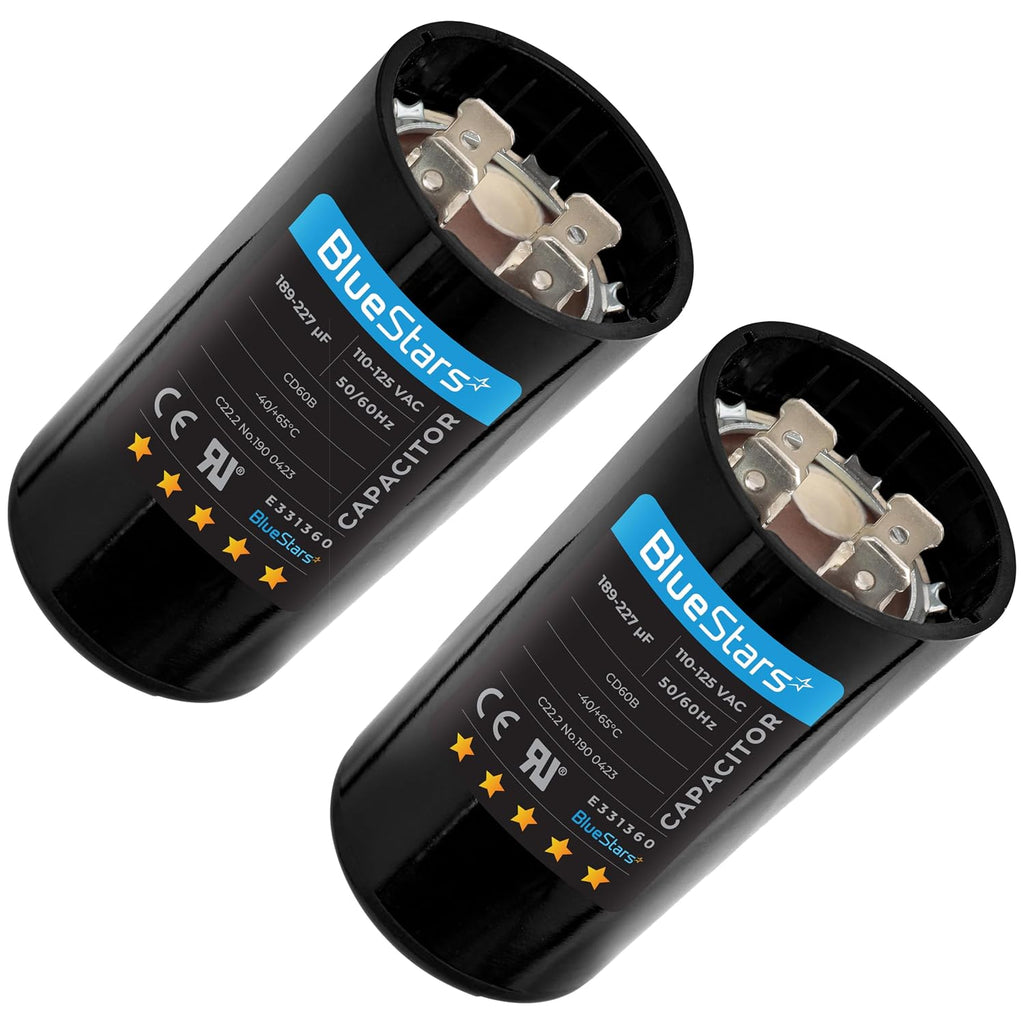 BlueStars 2 Packs 189-227 uF MFD 125 VAC Motor Start Capacitor