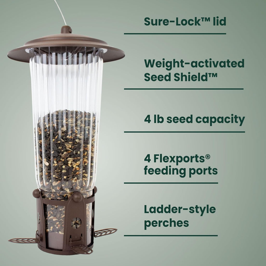 Squirrel-Be-Gone Max Bird Feeder, (4) Flexport Feeding Stations