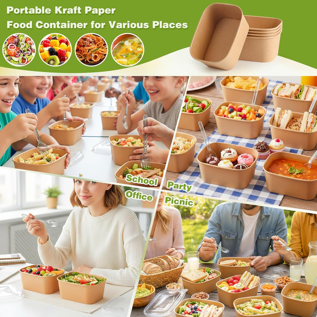 60 Packs 35oz Disposable Meal Prep Containers with Lids & Utensils