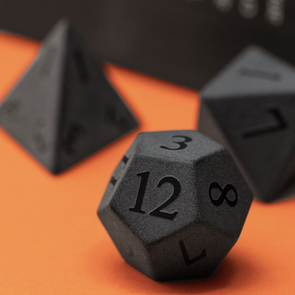 Frosted Obsidian Gemstone Dice Set Stone RPG Dice for Tabletop Games