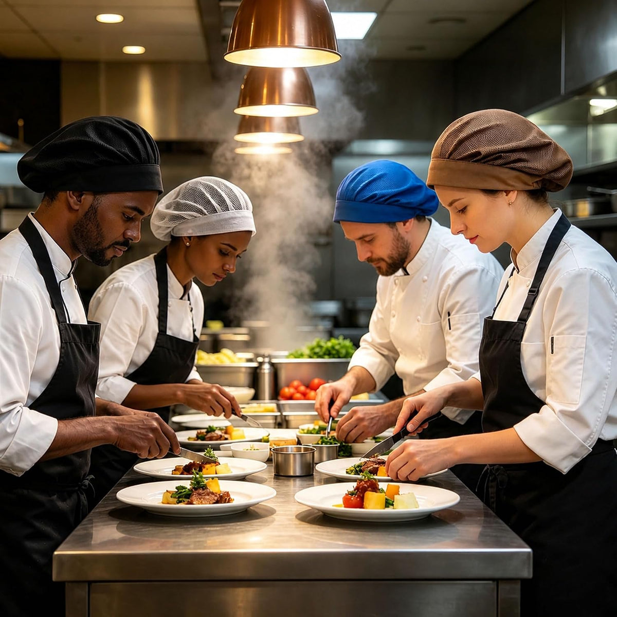 Chef Hat Kitchen Cooking Chef Cap Adjustable Food Service Hair Nets