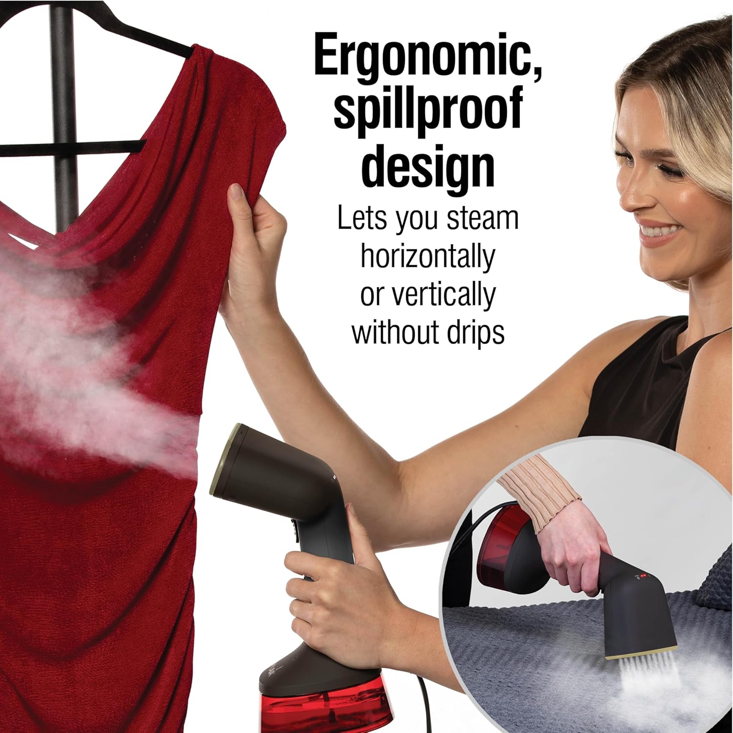 Handheld Garment Steamer for Clothes, 1600 Watts, 10" Cord | 20-Minute Steam Time, 300ml Water Tank, 2 Steam Modes
