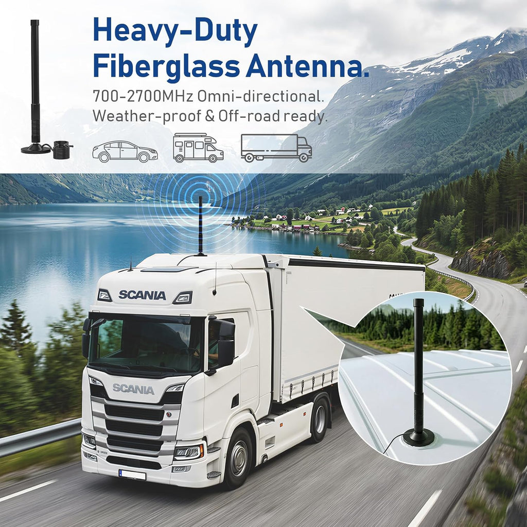 Cell Phone Signal Booster for Car Truck and RV, 5G Ready 4G LTE Verzion AT&T T-Mobile Compatible, Integrated Indoor