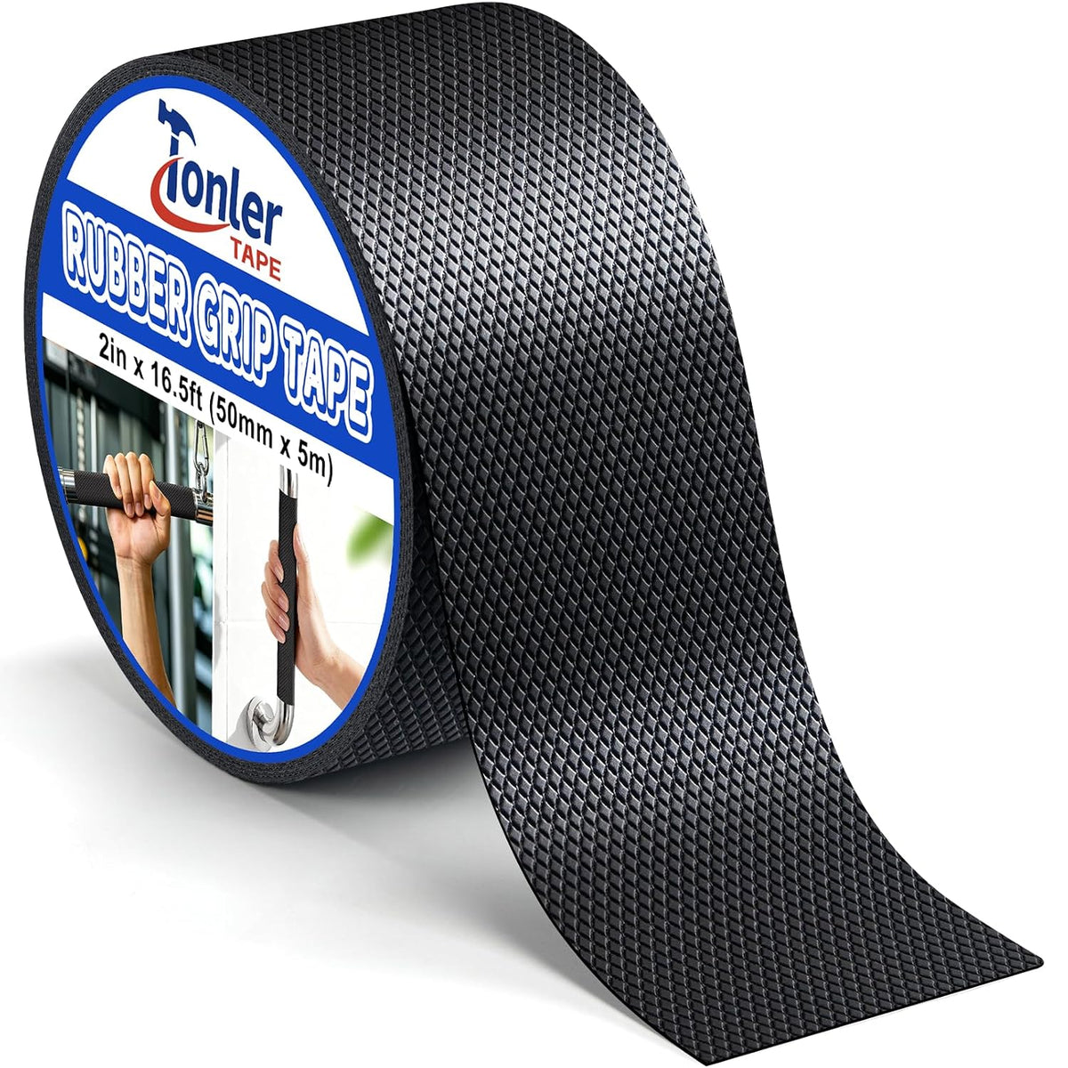 Black Anti-Slip Rubber Grip Tape 2" x 16.5FT High Adhesive Waterproof
