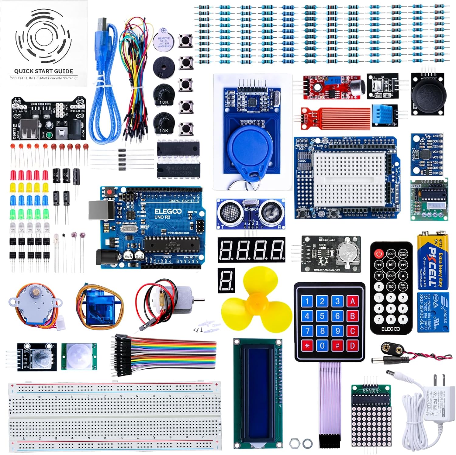 ELEGOO UNO R3 Project Most Complete Starter Kit, Compatible with Arduino | PDF Tutorial, 30+ Guided Projects