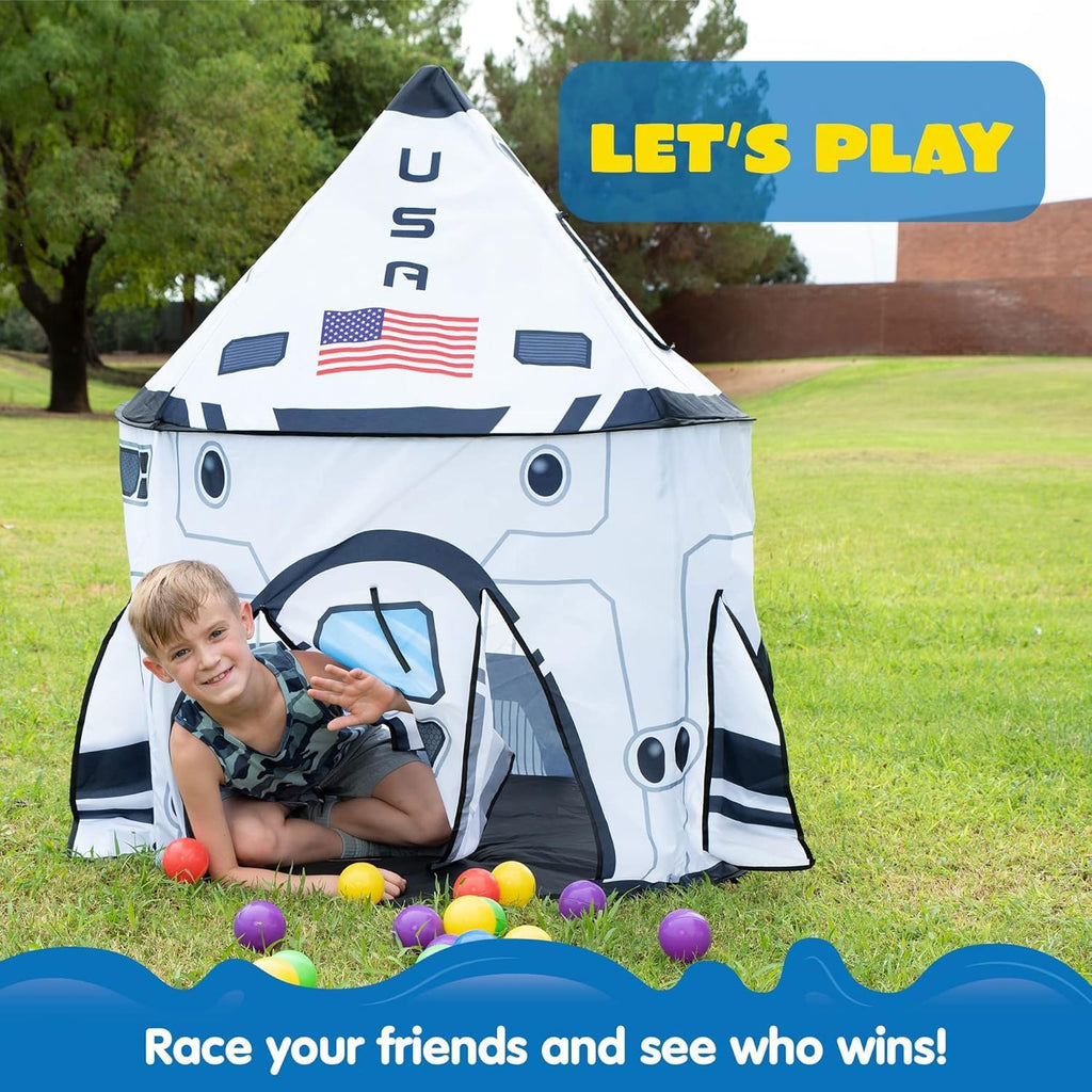 Rocket Ship Play Tent Kids Spaceship Playhouse Tent Set Indoor Outdoor Easy Assembly Play Tent