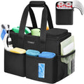 Cleaning Caddy, Water Resistant Cleaning Supplies Organizer with Handle & Foldable Divider for Cleaners, Housekeeping