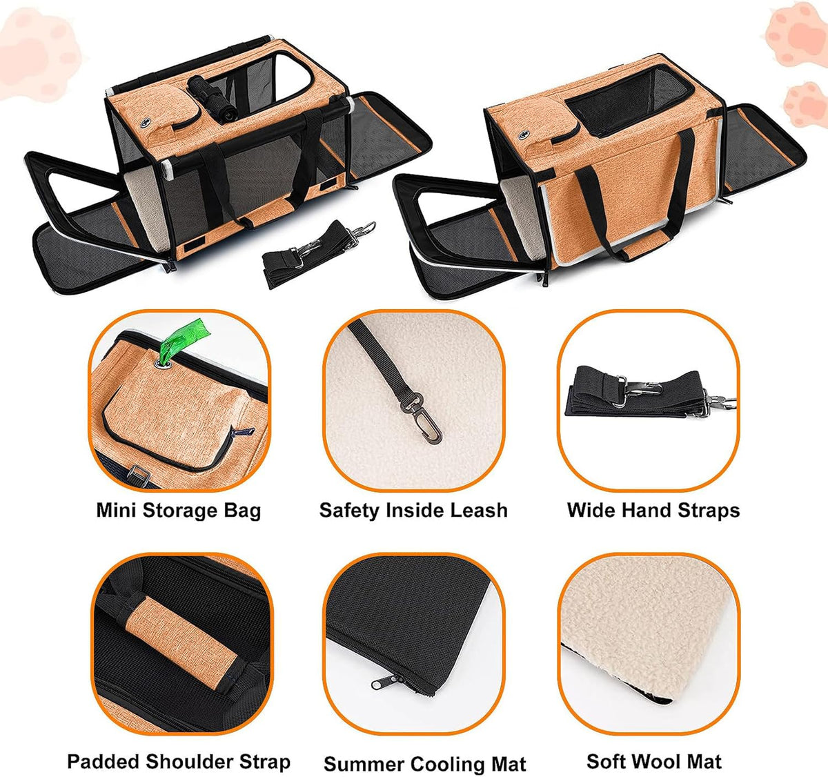 Dog Carry Bag Puppy, Pet Soft-Shell Portable Kennel Crate 0-15 lbs