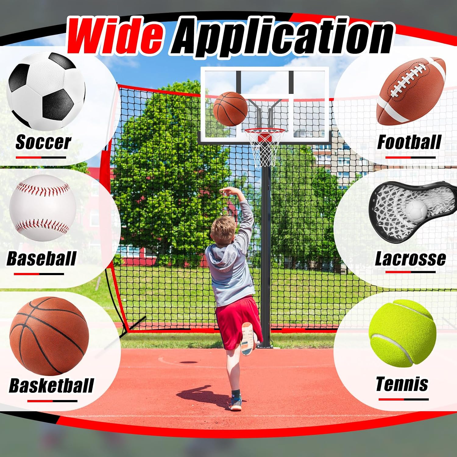 Basketball Net Catcher Backstop Net Sports Barrier Nets for Backyard Rebounder to Guard Rebound and Return Basketball