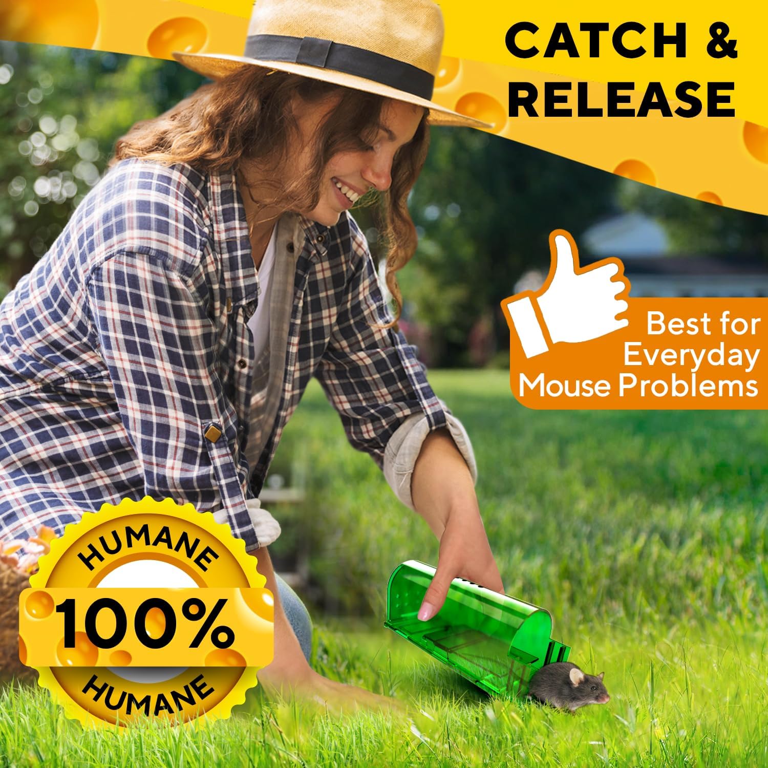 Humane Mouse Trap (2 Pack), Live Catch and Release Indoor Traps for Home | Ultra-Sensitive Trigger, Reusable No-Kill