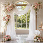 Wedding Arch Draping Fabric 28" x 19 ft White Sheer Curtain Backdrop Drapes