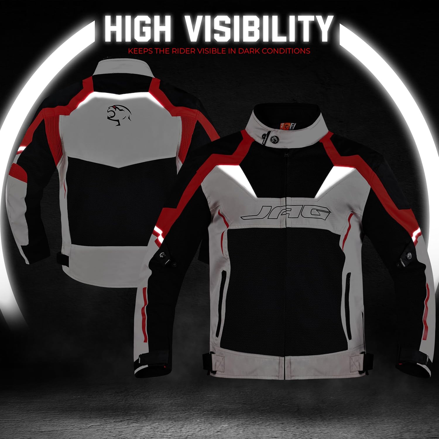 JAG Mesh Motorcycle Jacket with Armor, High Visibility Men's Riding Jacket | CE Level 1 Armor, Breathable Mesh Summer