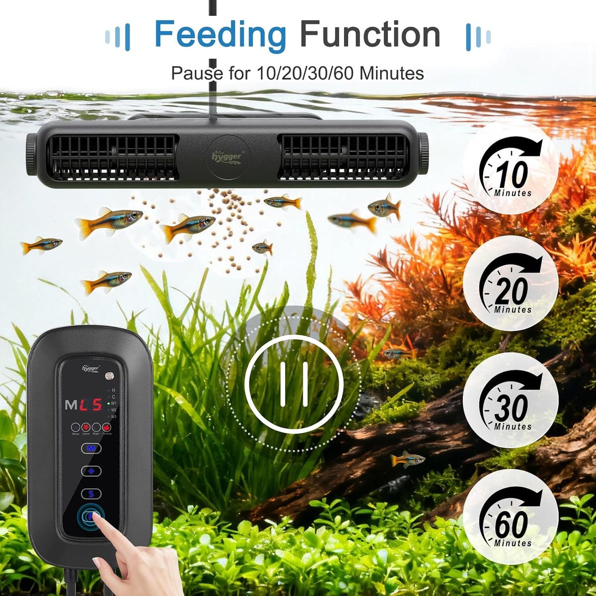 Wave Maker for Aquarium, 4750 GPH Adjustable Aquarium Powerhead with External Controller, Quiet Aquarium Circulation
