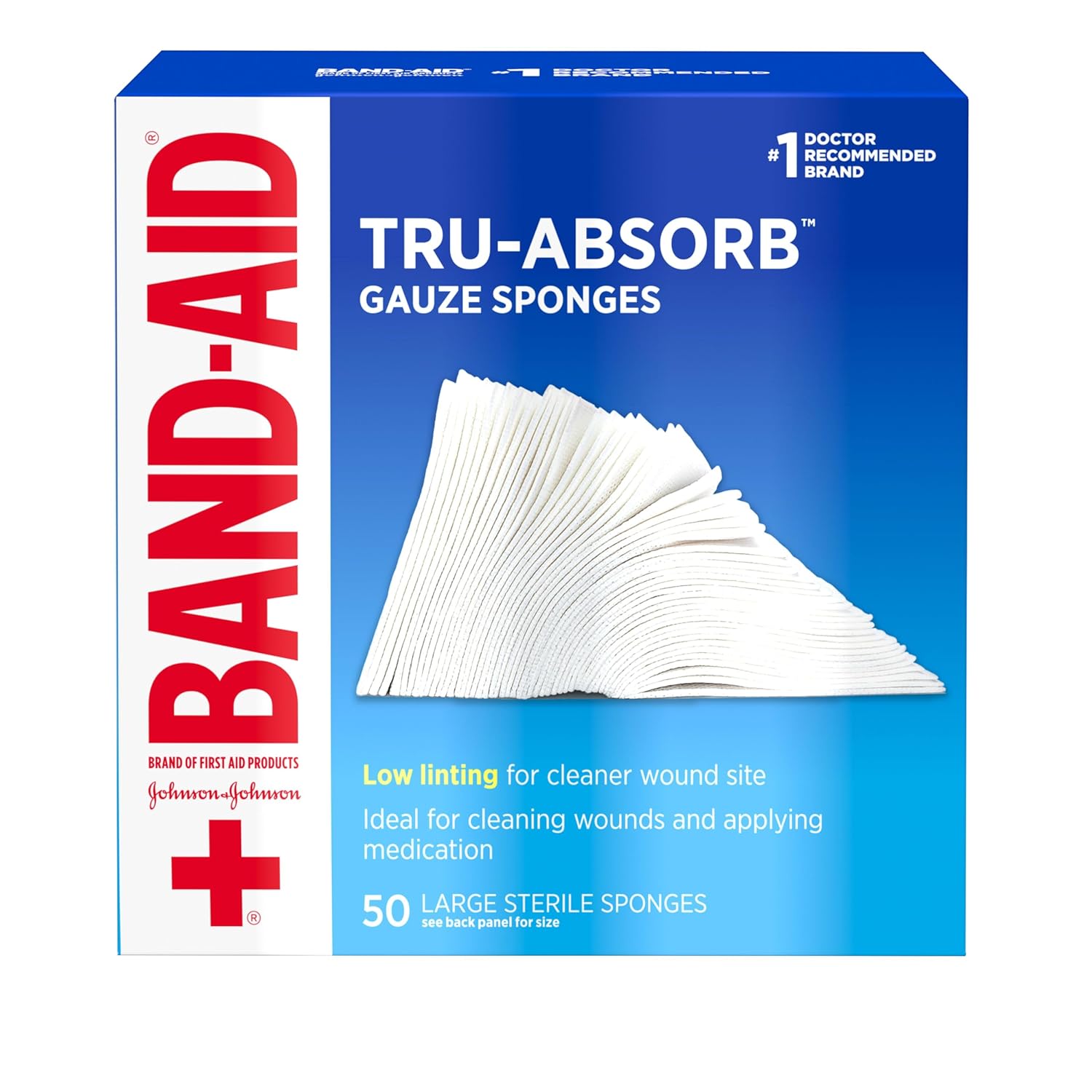 Brand First Aid Products Tru-Absorb Sterile Gauze Sponges for Cleaning and Cushioning Minor Wounds, Cuts & Burns