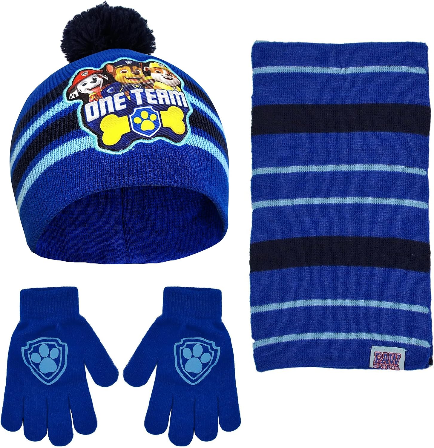 Boys Toddler Winter Hat, Scarf & Mittens Set 2-4 Or Paw Patrol Marshall Hat, Scarves & Kids Gloves Sets 4-7