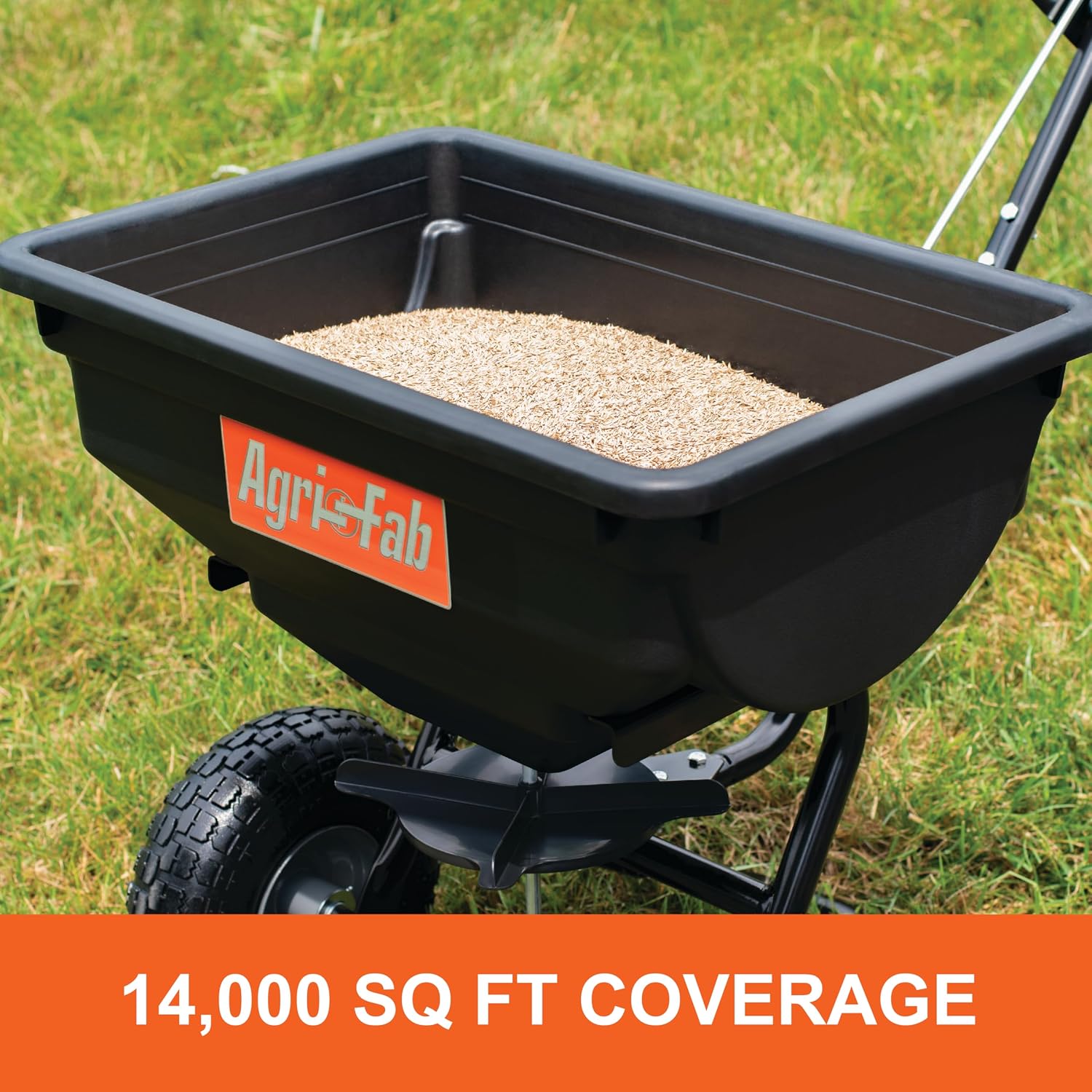 Push Spreader Pro for Seed, Fertilizer and Lawn Care, 85 lb Capacity with 10 Ft Spread Width and Pneumatic Tires