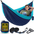 Durable Hammock 400 lb Capacity, Nylon Camping Hammock Chair - Double or Single Sizes w/Tree Straps and Attached