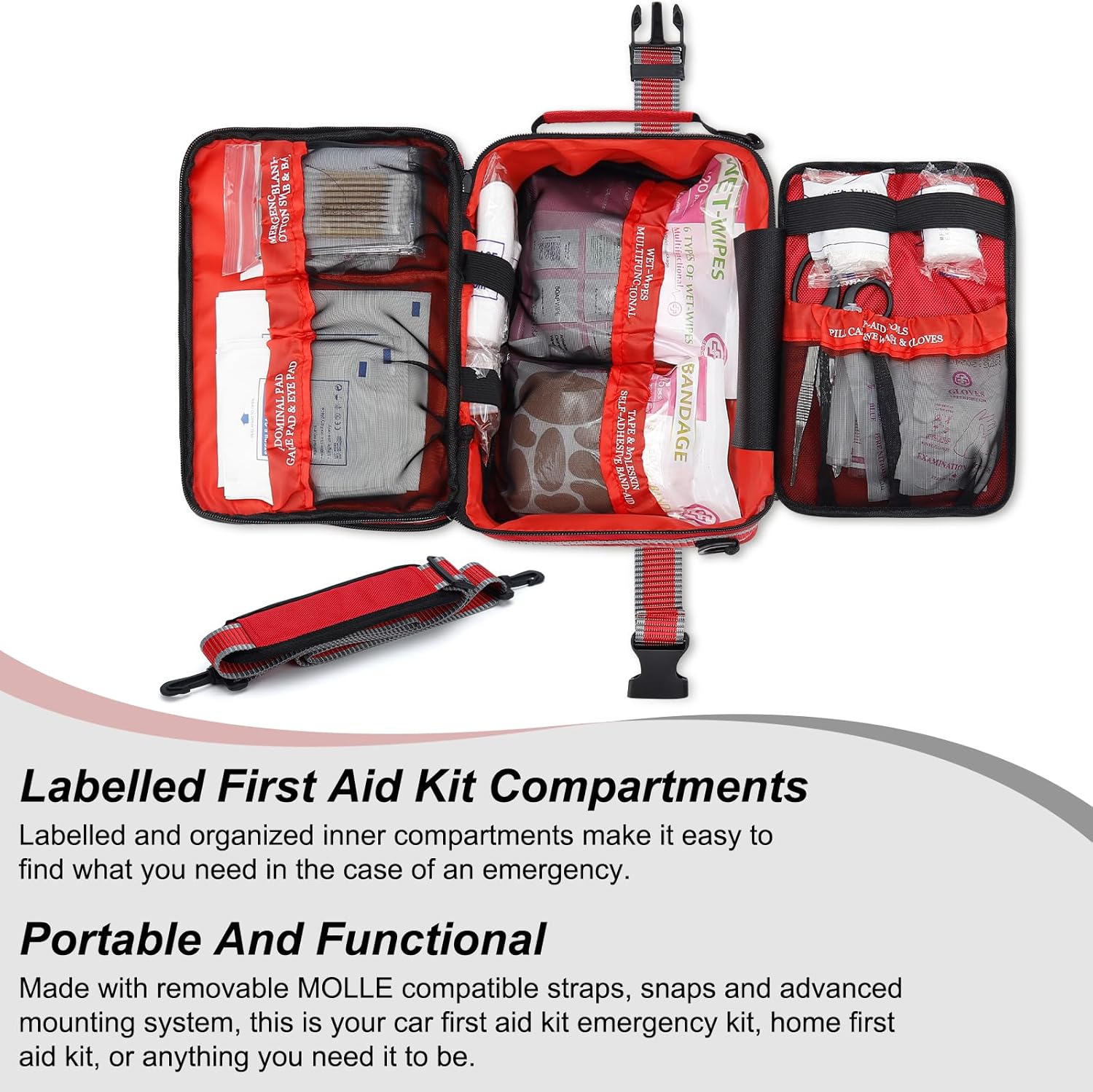Professional 500 Piece Emergency First Aid Kit for Home, Car, Travel, Camping, Truck, Hiking, Sports, Office, Vehicle