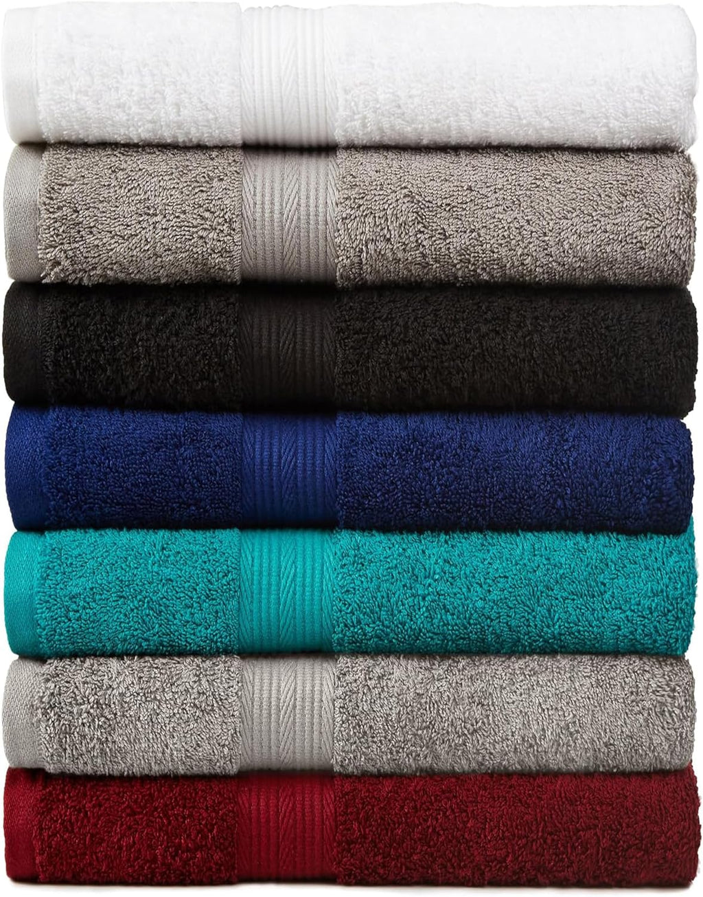 6-Piece Oversized Fade-Resistant Towel Set, 100% Cotton, Highly Absorbent, Soft, Teal, 2 Bath Towels, 2 Hand Towels