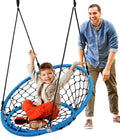 Hanging Netted Seat Swing - 35.5" Inch Kids Indoor Outdoor Yard Round Circle Saucer Swing for Trees or Swing Sets