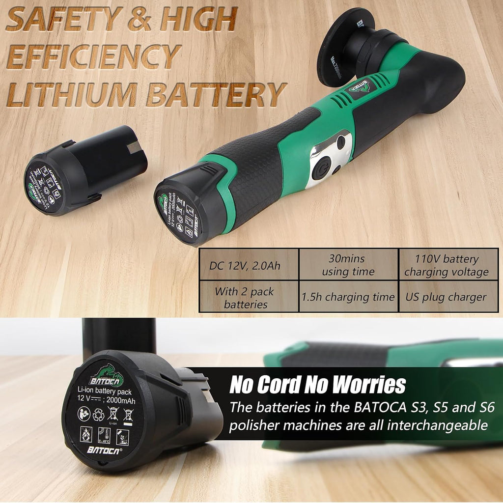 S5 Cordless Mini Car Polisher Buffer Sander Rotary & Dual Action | Small Polishing Machine Orbital 1 Inch 3 Inch