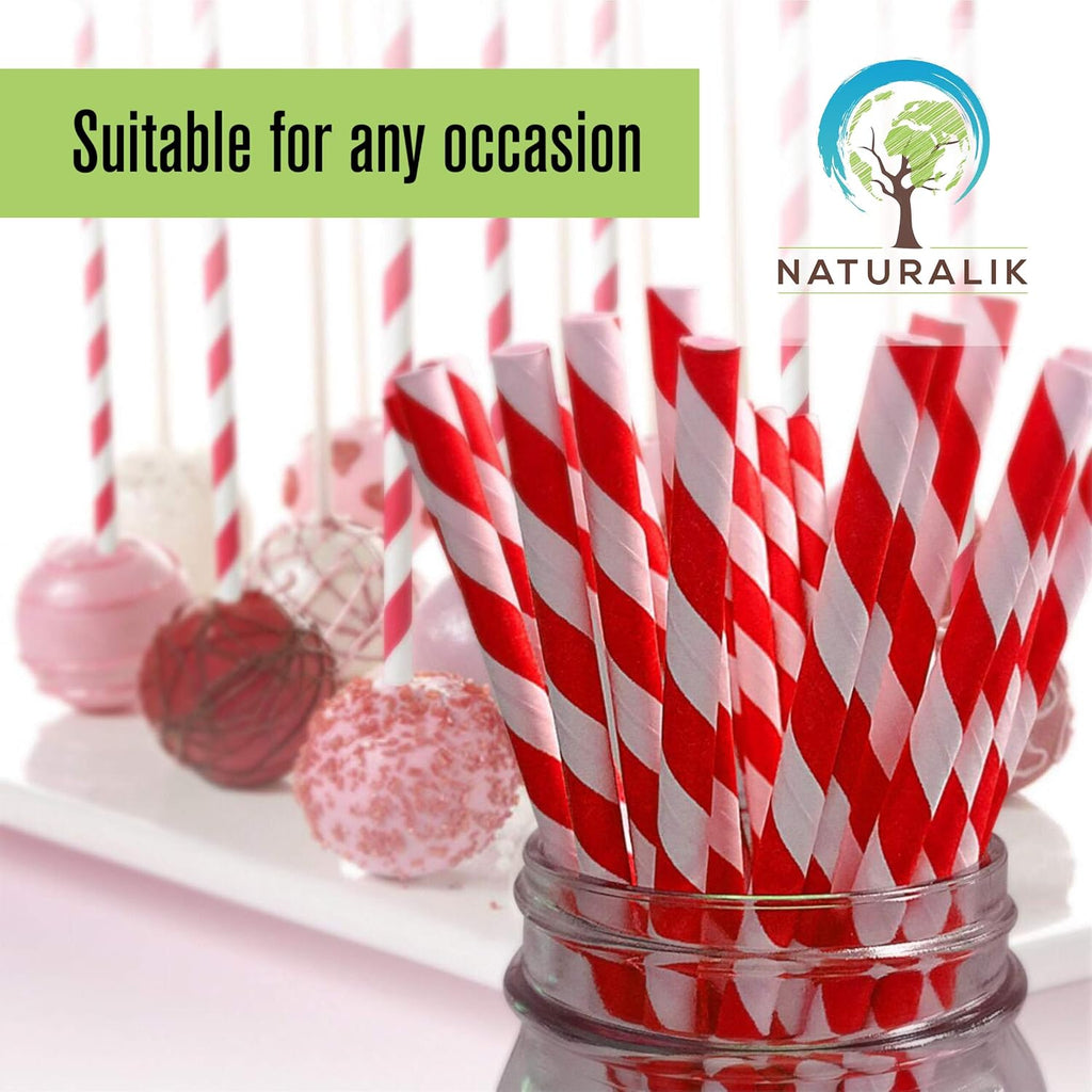 300 Pack Extra Durable Red Paper Straws Biodegradable- Heavy Duty Eco-Friendly Paper Straws Bulk- Drinking Straws for