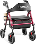 Walkers for Seniors with Seat, Foldable Rollator Walker, Reinforced Aluminum Frame, 8" Big Rubber Wheels for All
