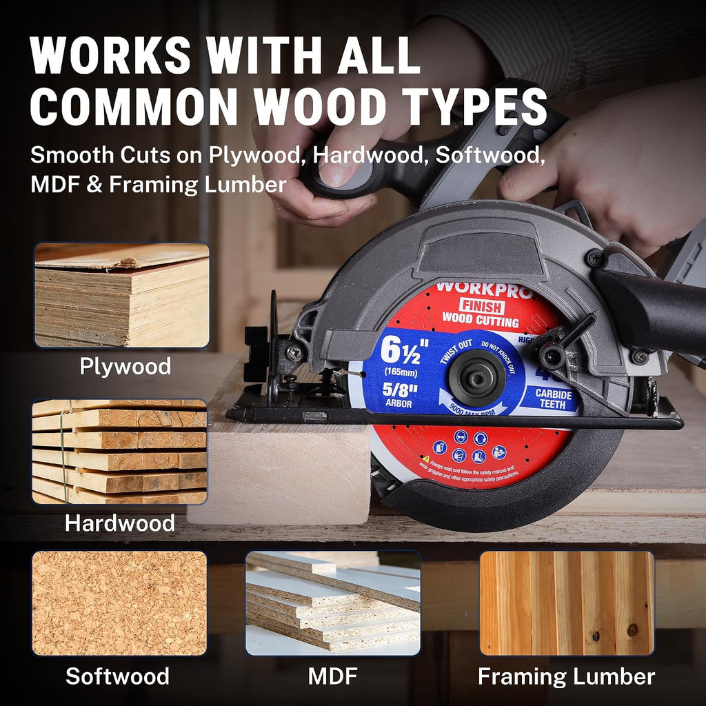 10" Circular Saw Blade, 60T Fine Finish Wood Cutting | Thin Kerf Carbide Tipped ATB Teeth for Plywood, Trim & Smooth
