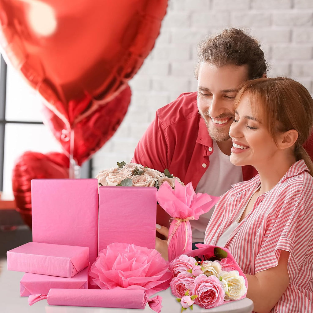100 Sheets Pink Wrapping Tissue Paper Gift Bag Decorative