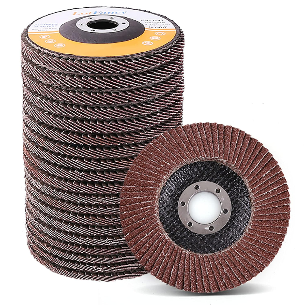 LotFancy Angle Grinder Sanding Disc for Metal & Wood, 4 1/2”, 20 Flap Discs