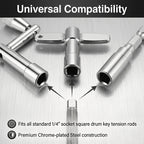 Drum Key Set with Drill Bit Adapter, Speed Standard Keys Chrome