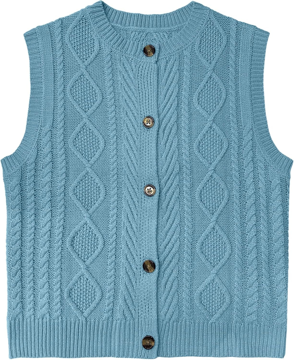 Kid Girls Sweater Vest Sleeveless Button Down Knit Cardigan School Uniform Sweater Vest Top 5-13Y
