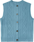 Kid Girls Sweater Vest Sleeveless Button Down Knit Cardigan School Uniform Sweater Vest Top 5-13Y