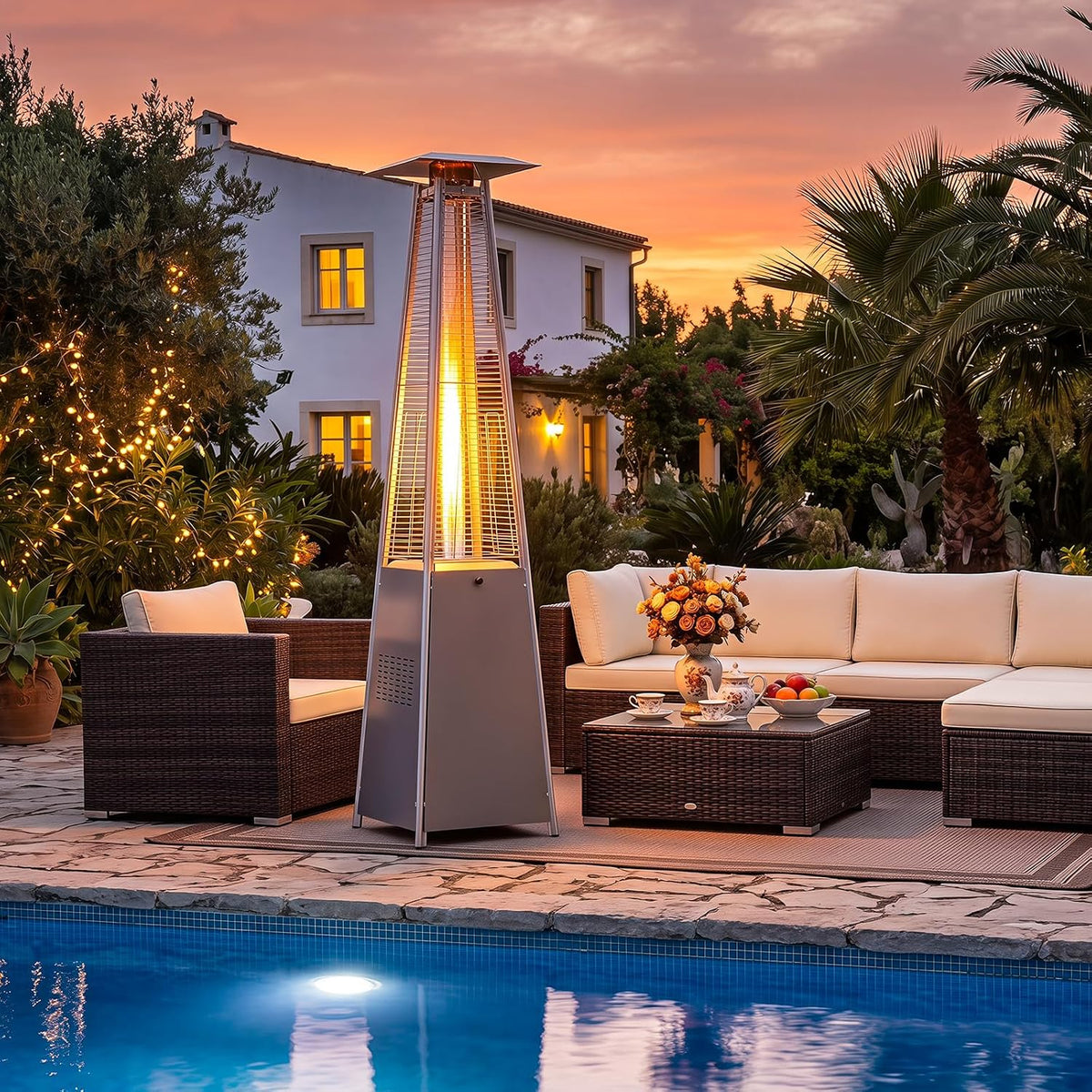 45000 BTU Pyramid Patio Heater with Wheels & Zippered Cover