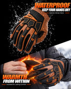Winter Work Gloves for Men, Impact Mechanic, Insulated, Waterproof