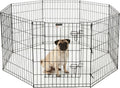 Dog Playpen - Foldable Metal Exercise Puppy Play Pen with 8 24x30in Panels - Indoor/Outdoor Pen with Door for Dogs