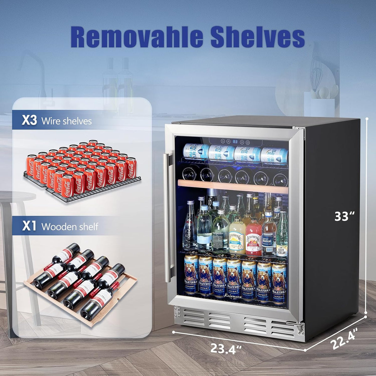 Mini Fridge 24 Inch Undercounter Beverage and Wine Cooler