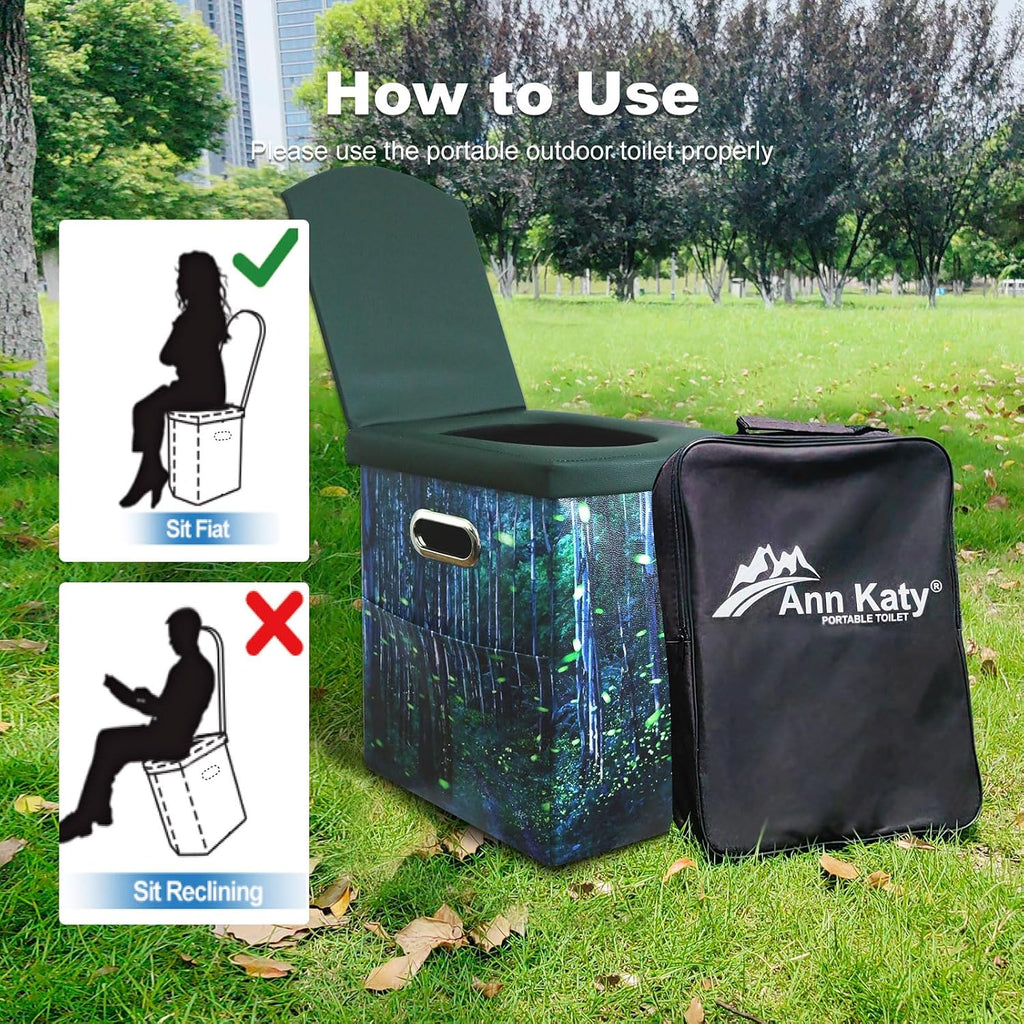 XL Portable Camping Toilet for Adults,Lightweight Folding Potty | Lightweight&Compact Potty with Lid for Adults and