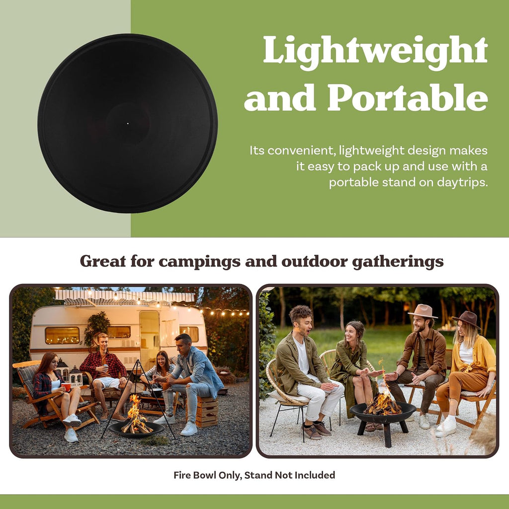 Fire Bowl - 24in Firepit Insert for DIY Fire Ring or Replacement - High Temp Finish - Firepits for Outside Wood
