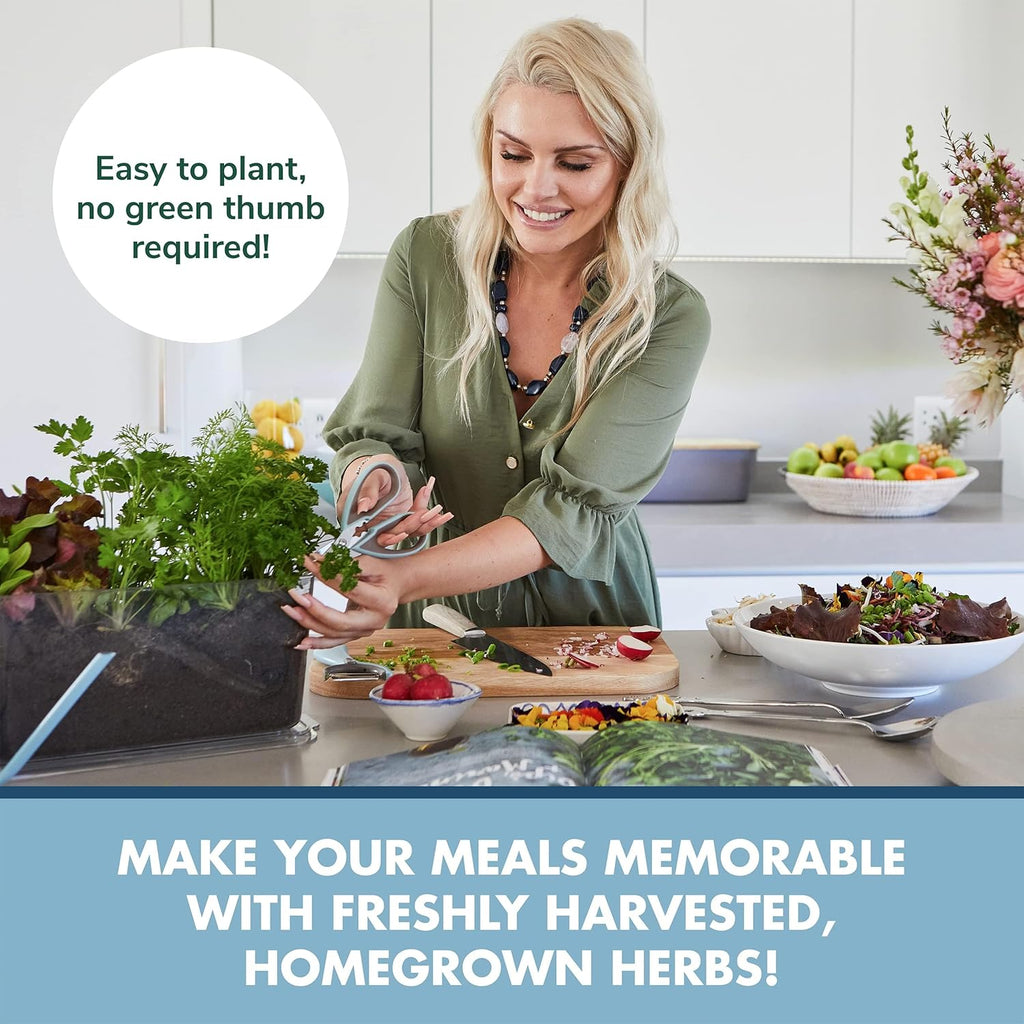 Indoor Herb Garden Starter Kit - Heirloom, Non-GMO Herb Seeds - Basil Thyme Parsley Cilantro Seed, Potting Soil