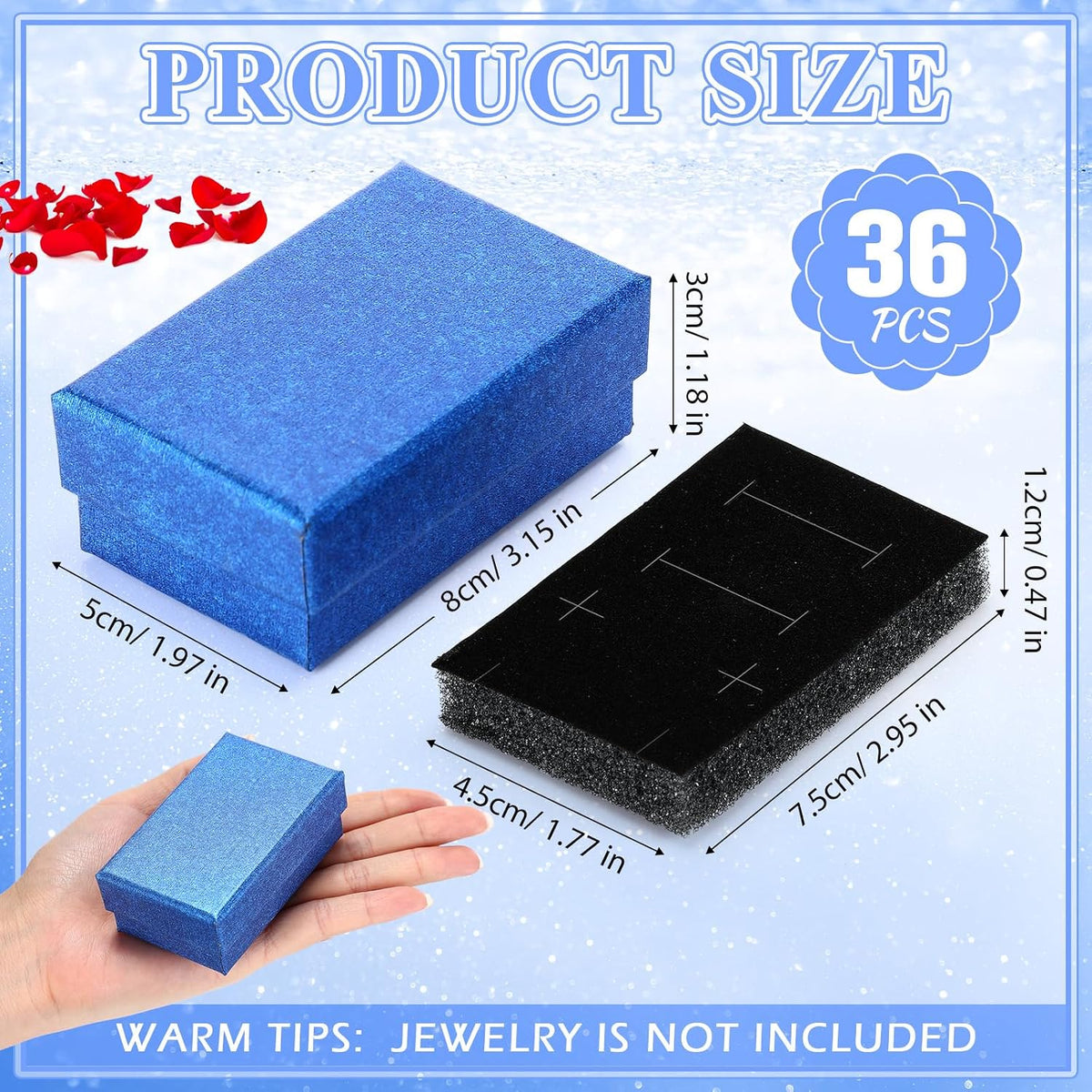 36 Pcs Jewelry Gift Boxes Bulk, Blue, 3.2 x 2 x 1.2 Inch