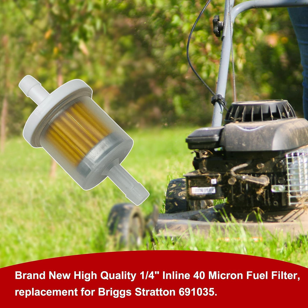 2 Pack 1/4 Inline Fuel Filter for Briggs Stratton Kawasaki Lawn Mower