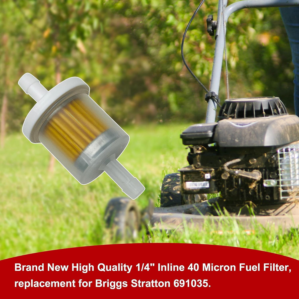 2 Pack 1/4 Inline Fuel Filter for Briggs Stratton Kawasaki Lawn Mower