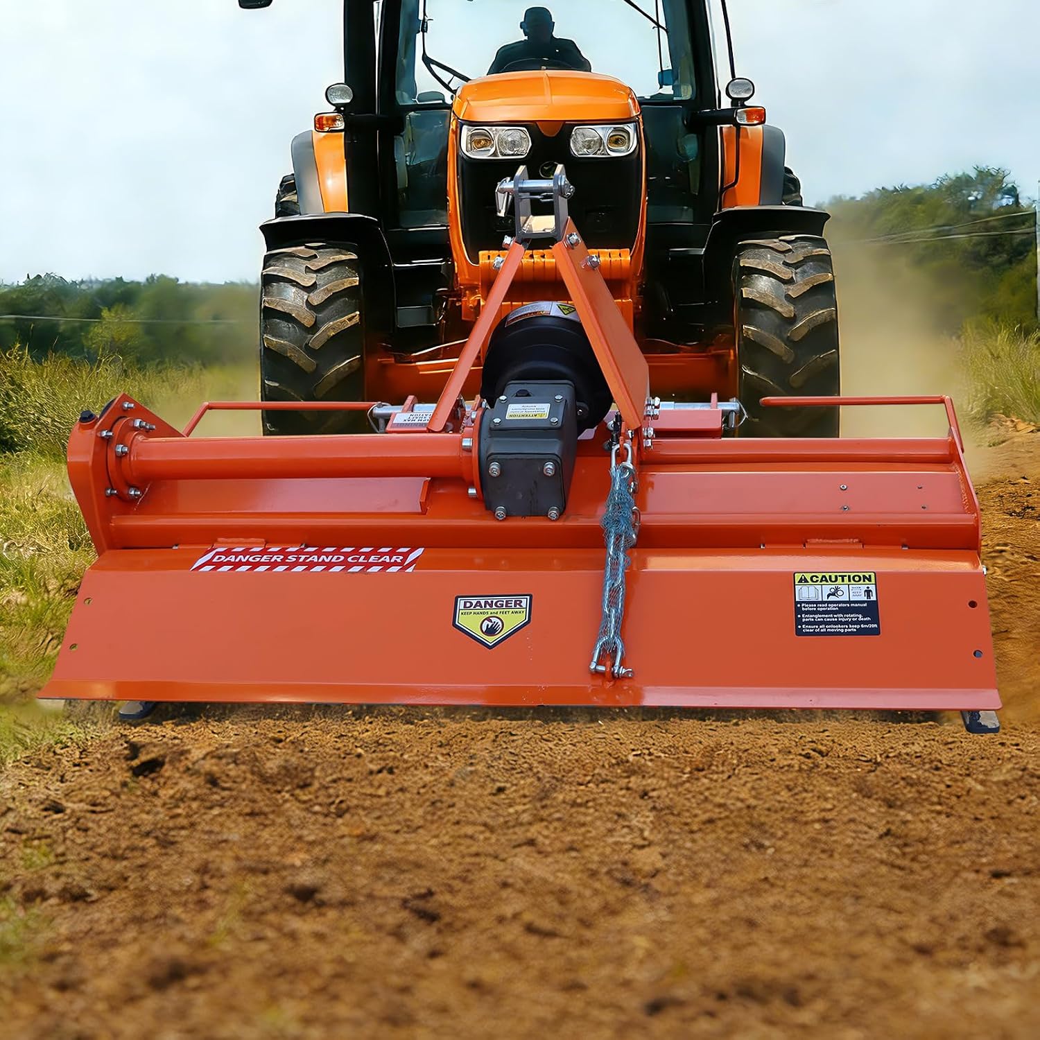 49" 3-Point Rotary Tiller Attachment for Category 1 Tractors | Compatible with 20-30HP tractors, 28 L-Shaped