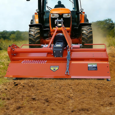 49" 3-Point Rotary Tiller Attachment for Category 1 Tractors | Compatible with 20-30HP tractors, 28 L-Shaped