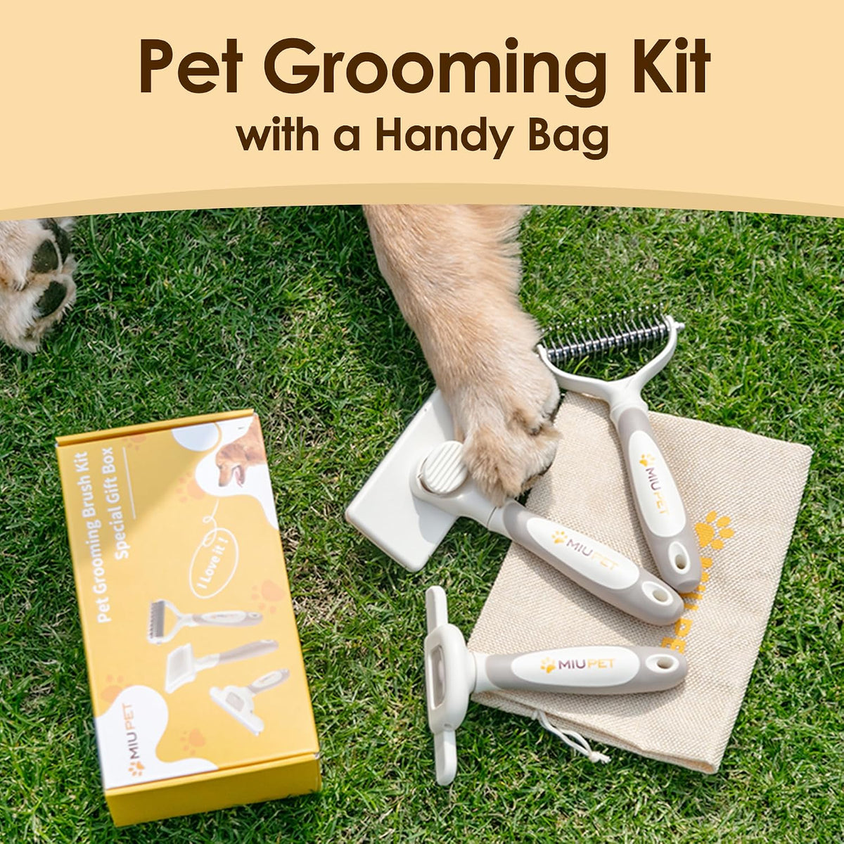 Professional Deshedding Dog Brush Grooming Kits, for Long-Haired Dogs and Cats - Dog Deshedding Brush and Slicker