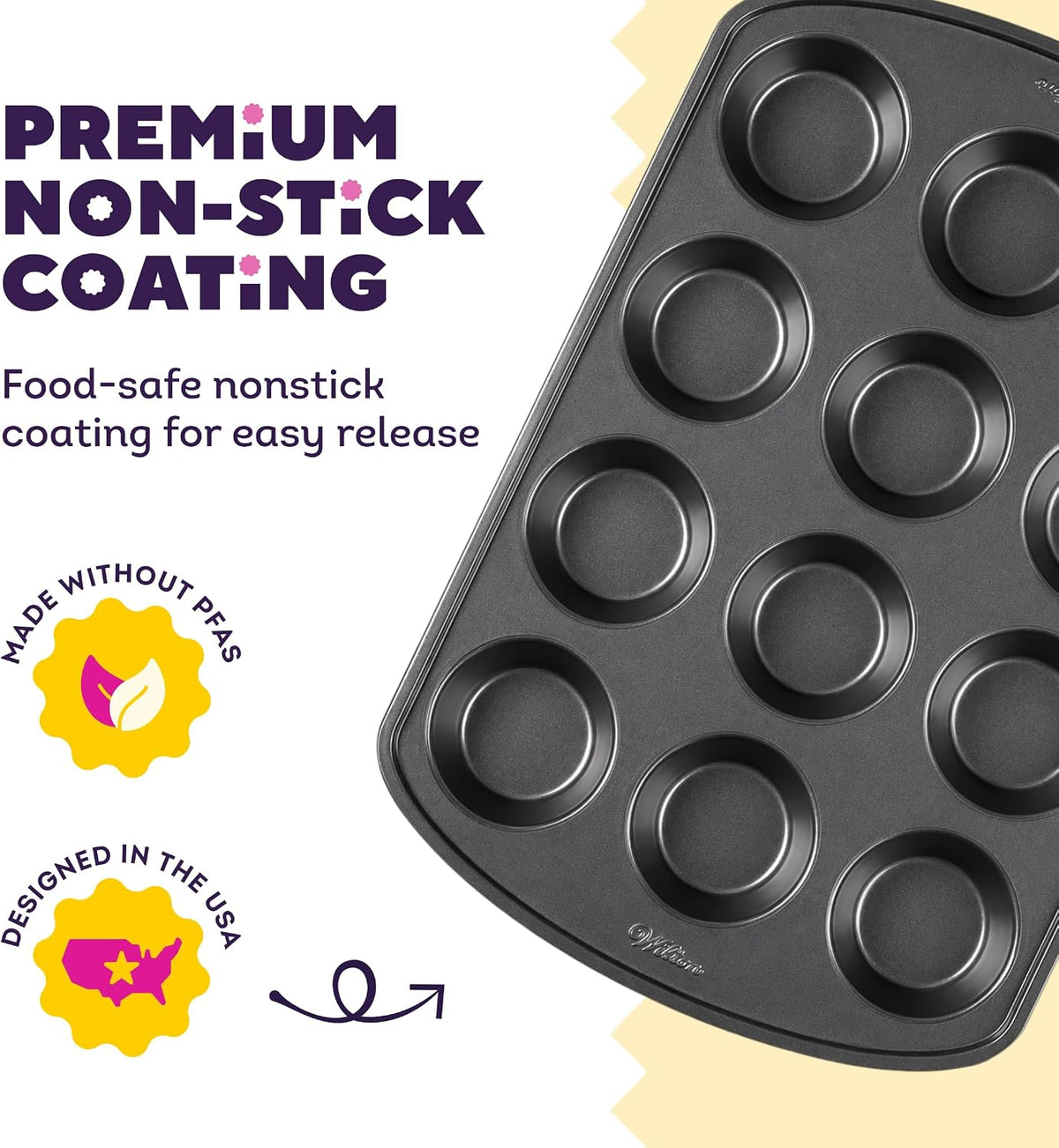 Gold Non-Stick Muffin Pan, Made Without PFAS, 12-Cup
