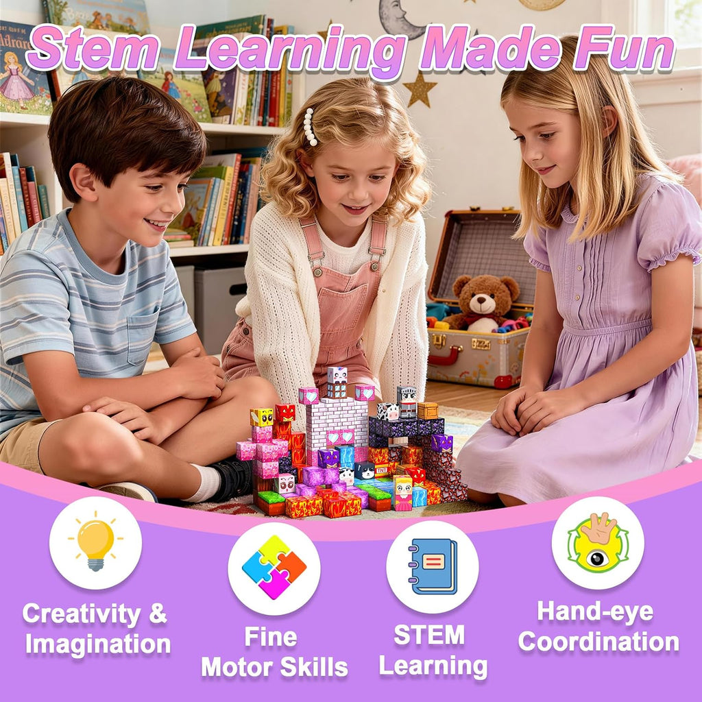 Magnetic Blocks for Kids, 100PCS 0.8inch Magnetic Building Blocks, Magnetic Cubes for STEM Constructions Magnetic