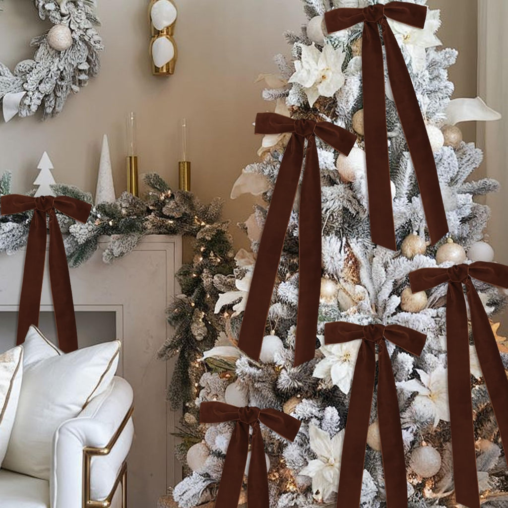 10 Yards Brown Velvet Ribbon for Christmas Tree, 2 Inch